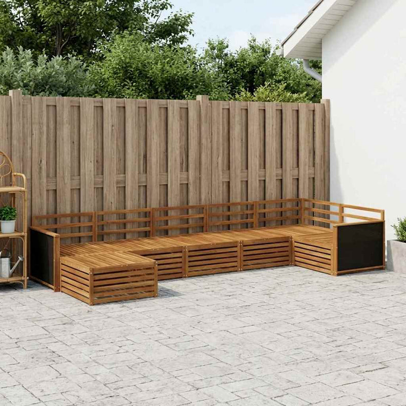Set de canapele de exterior 7 buc. natural