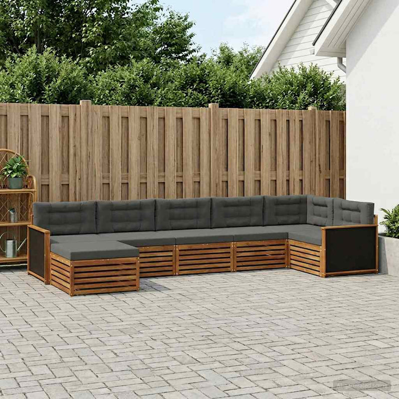 Set de canapele de exterior 7 buc. Natural și Antracit