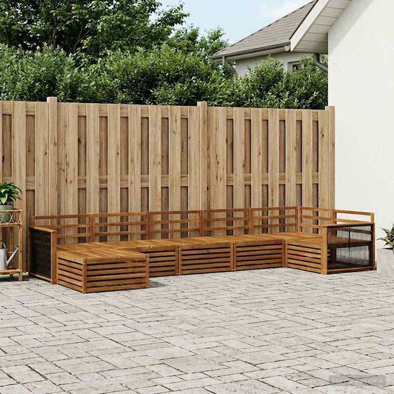 Set de canapele de exterior 7 buc. natural