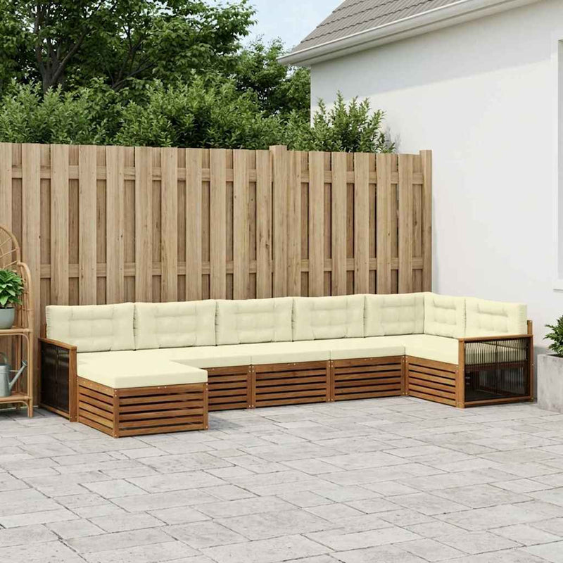 Set de canapele de exterior 7 buc. Natural și Crem