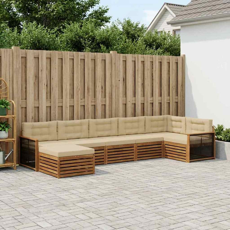 Set de canapele de exterior 7 buc. Natural și Bej