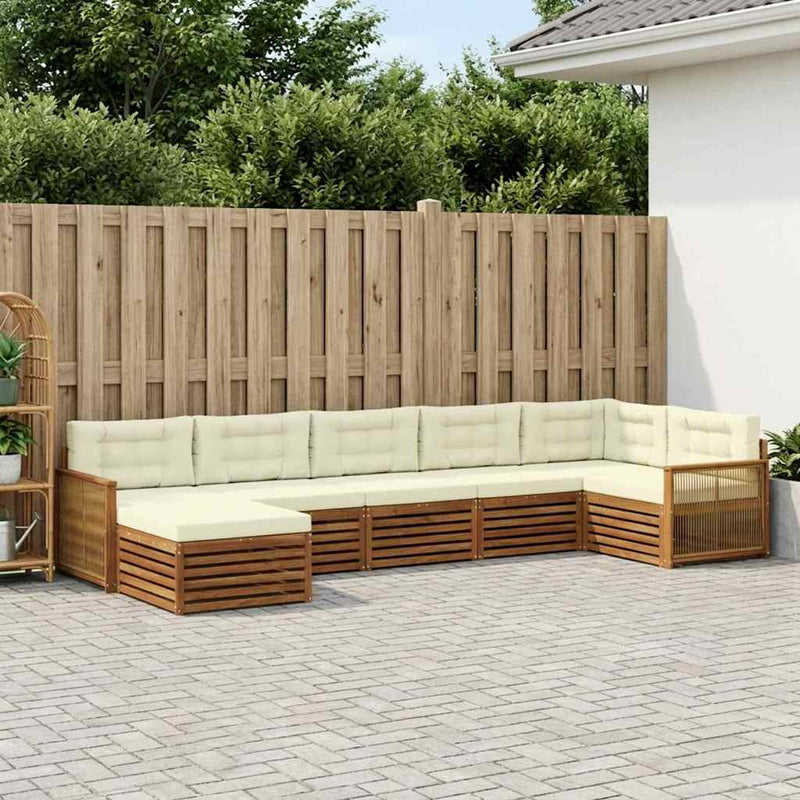 Set de canapele de exterior 7 buc. Natural și Crem