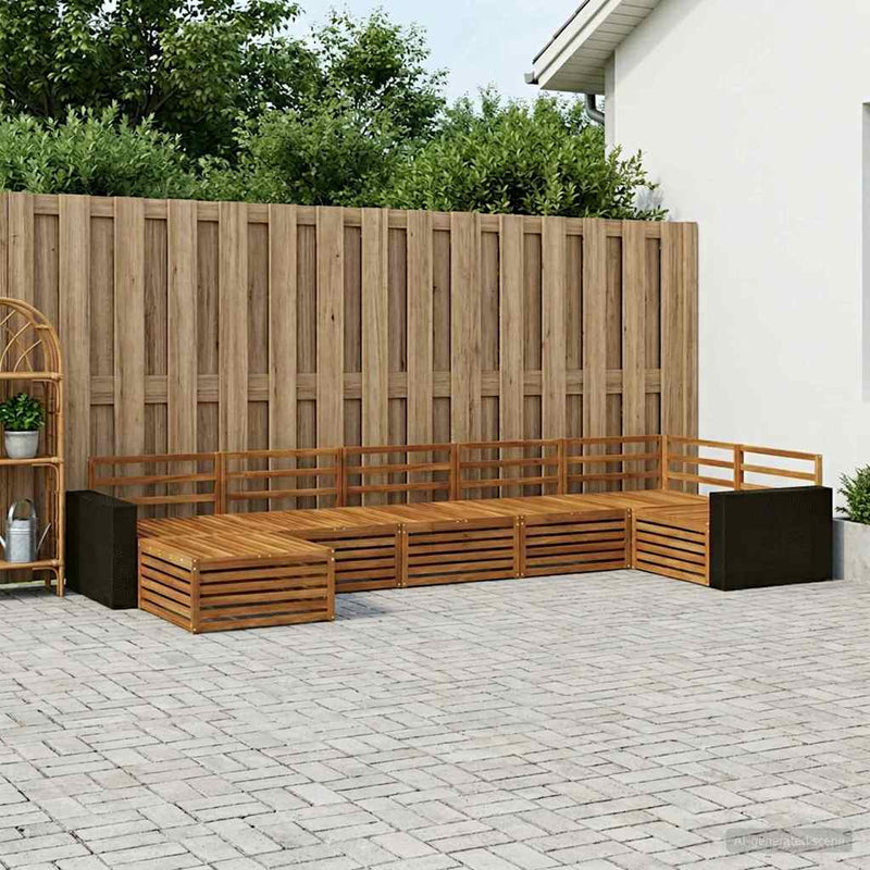 Set de canapele de exterior 7 buc. natural