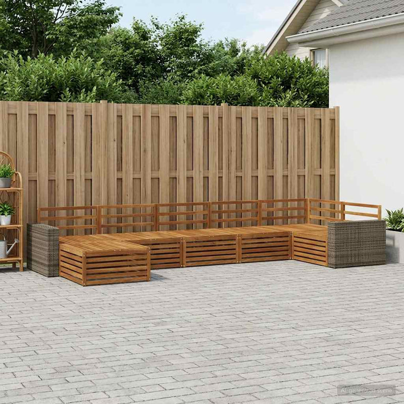 Set de canapele de exterior 7 buc. natural
