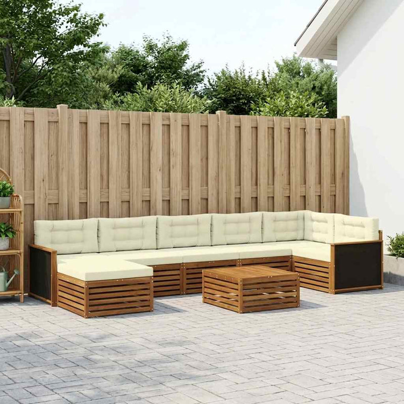 Set de canapele de exterior 8 buc. Natural și Crem