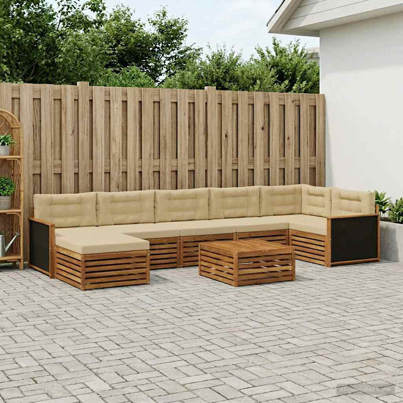 Set de canapele de exterior 8 buc. Natural și Bej