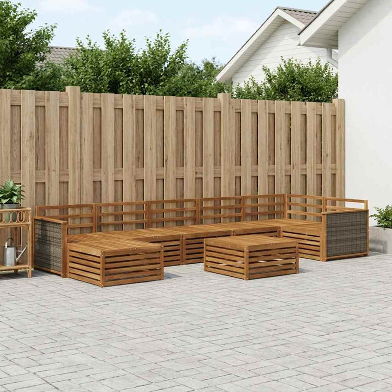 Set de canapele de exterior 8 buc. natural
