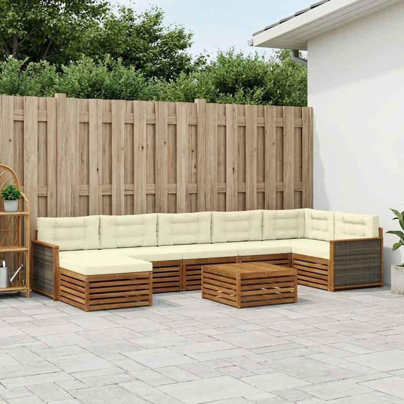 Set de canapele de exterior 8 buc. Natural și Crem