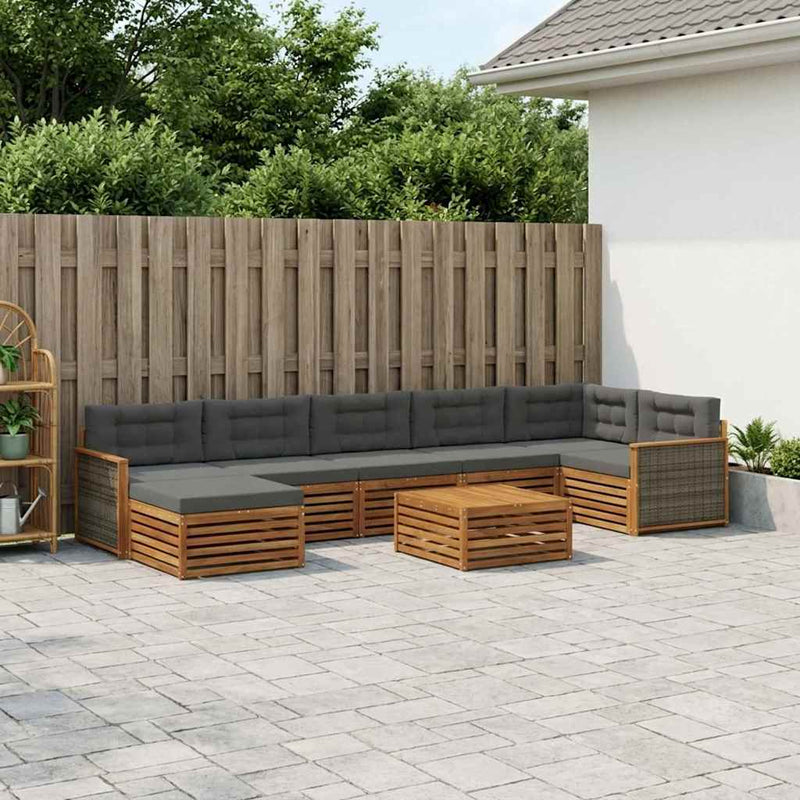 Set de canapele de exterior 8 buc. Natural și Antracit