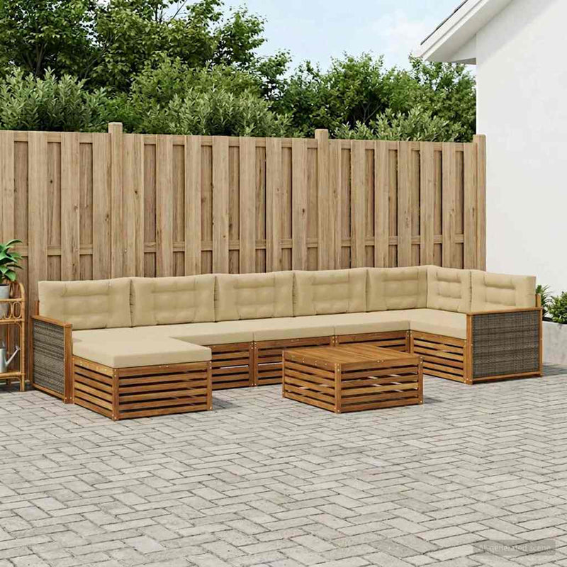 Set de canapele de exterior 8 buc. Natural și Bej