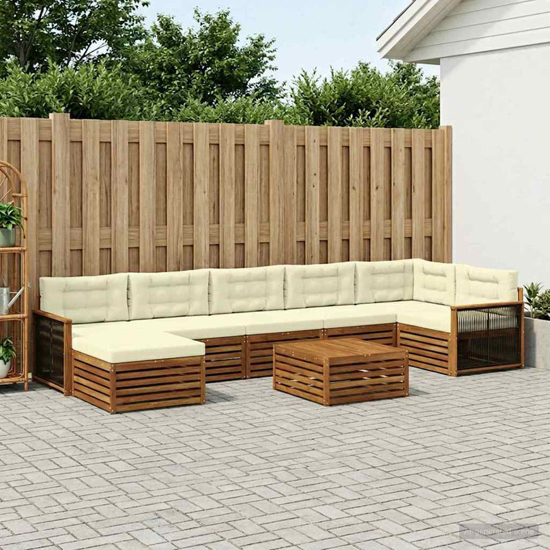 Set de canapele de exterior 8 buc. Natural și Crem