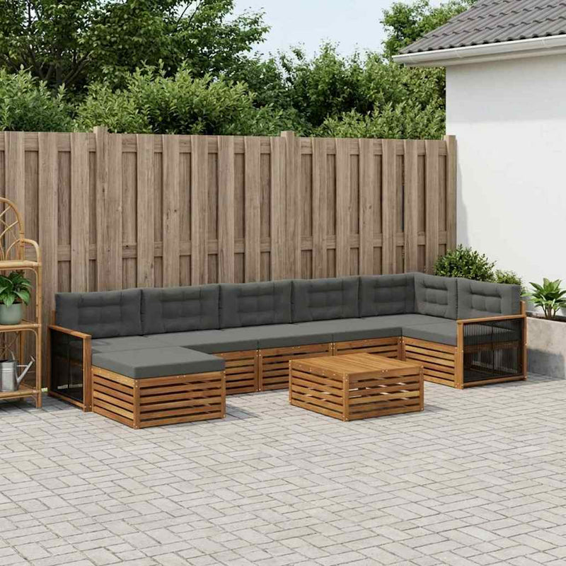 Set de canapele de exterior 8 buc. Natural și Antracit