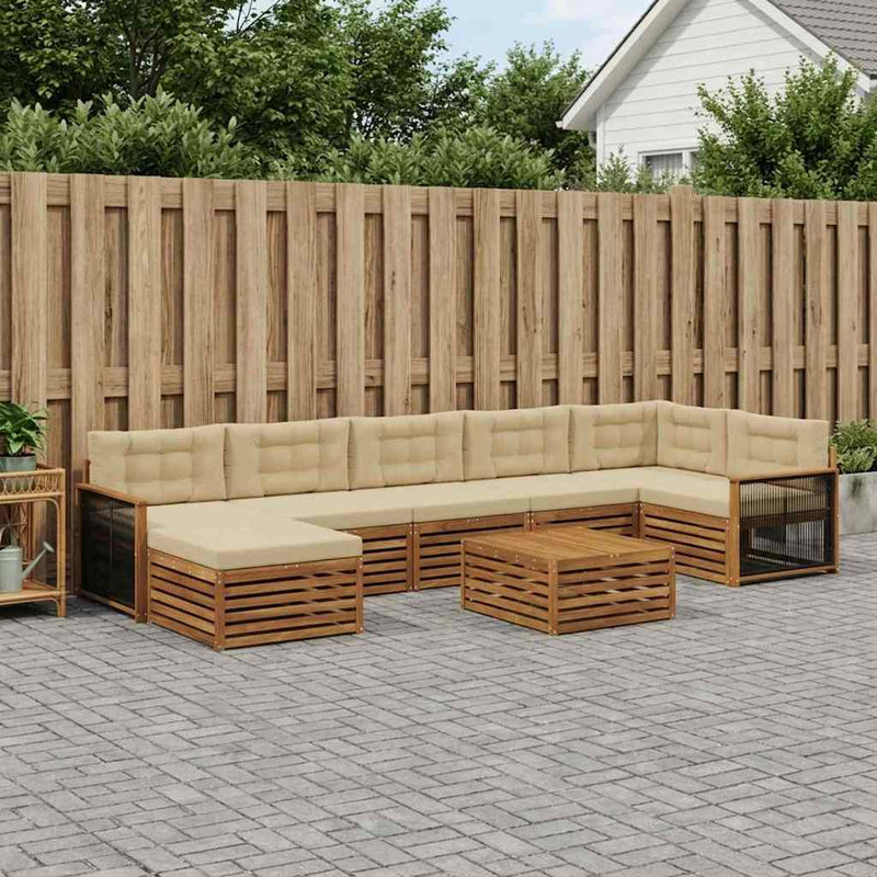 Set de canapele de exterior 8 buc. Natural și Bej