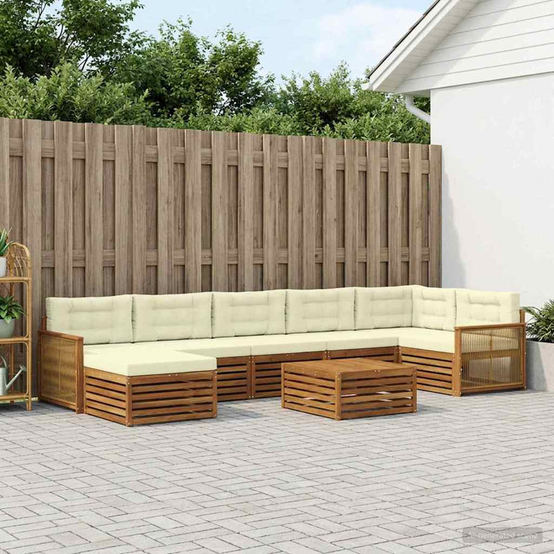 Set de canapele de exterior 8 buc. Natural și Crem
