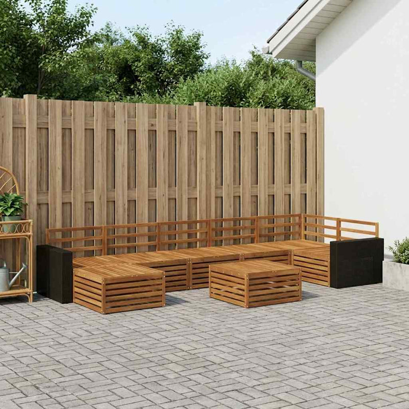 Set de canapele de exterior 8 buc. natural