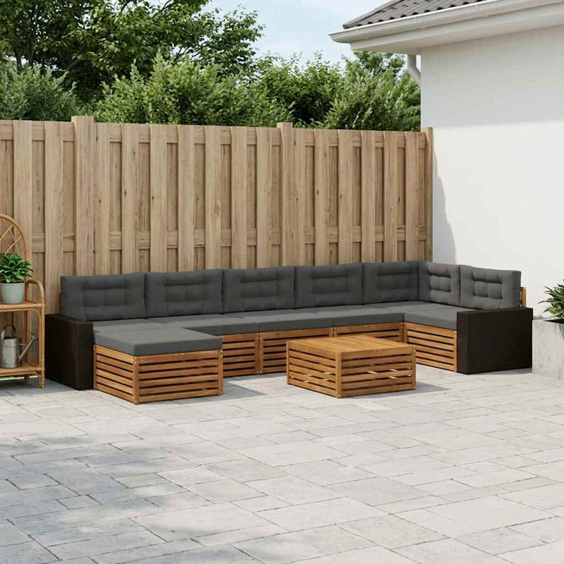 Set de canapele de exterior 8 buc. Natural și Antracit