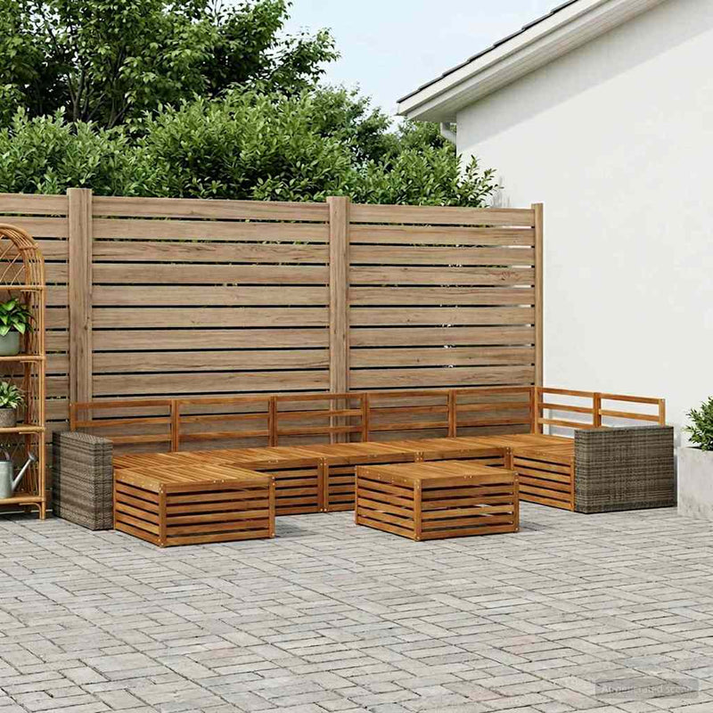 Set de canapele de exterior 8 buc. natural