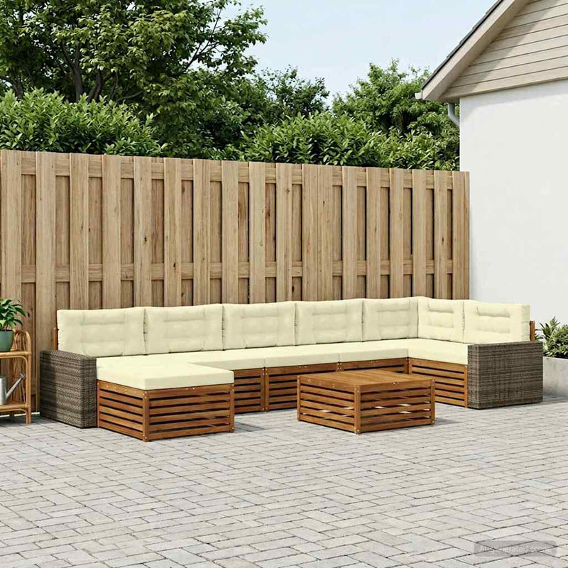 Set de canapele de exterior 8 buc. Natural și Crem