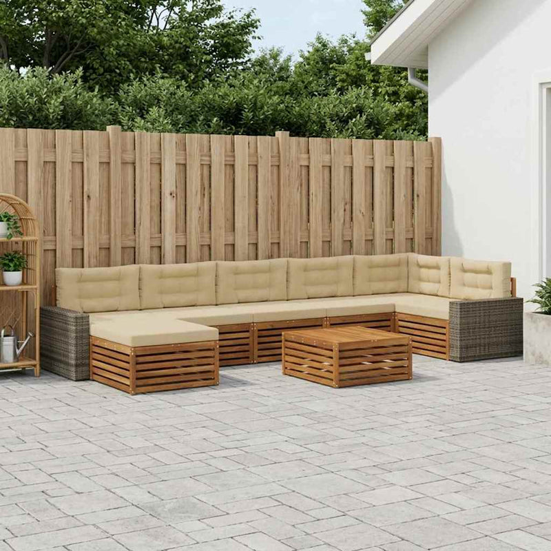 Set de canapele de exterior 8 buc. Natural și Bej