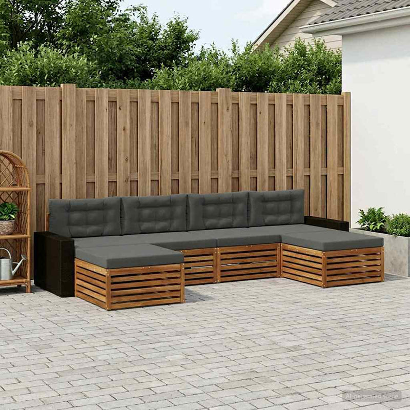 Set de canapele de exterior 6 buc. Lemn Solid de Acacia