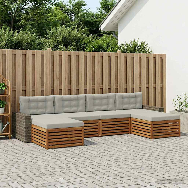 Set de canapele de exterior 6 buc. Lemn Solid de Acacia
