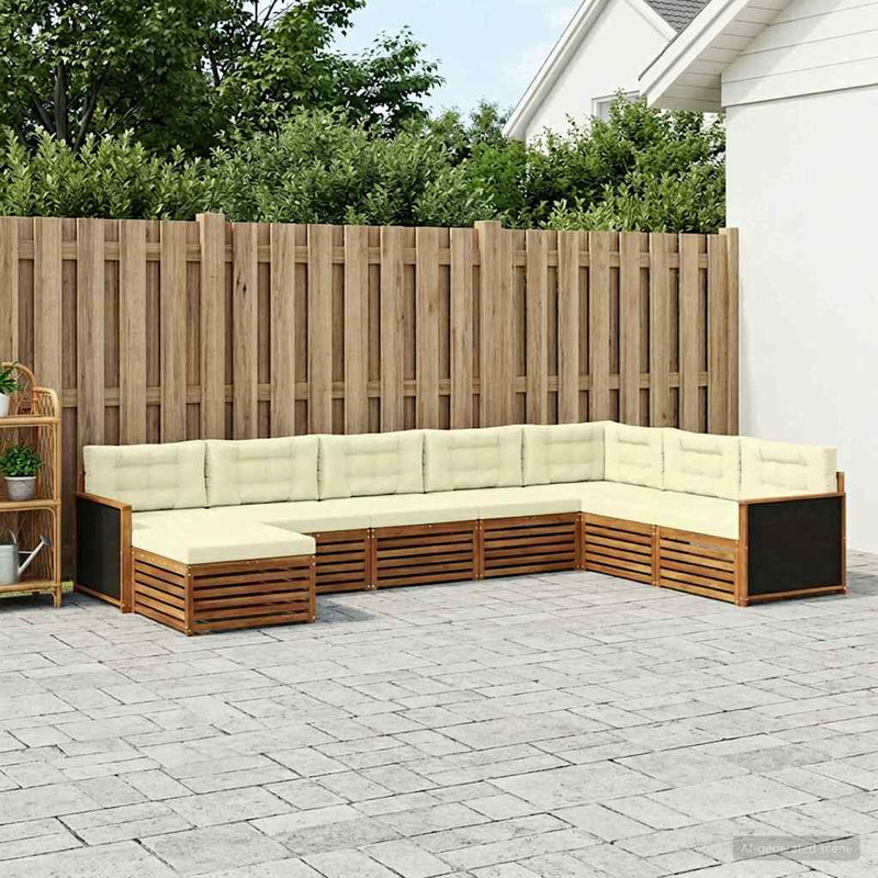 Set de canapele de exterior 8 buc. Natural și Crem