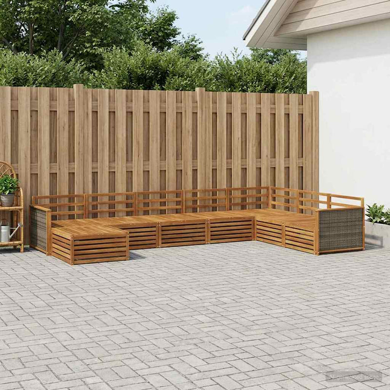 Set de canapele de exterior 8 buc. natural Lemn Solid de Acacia