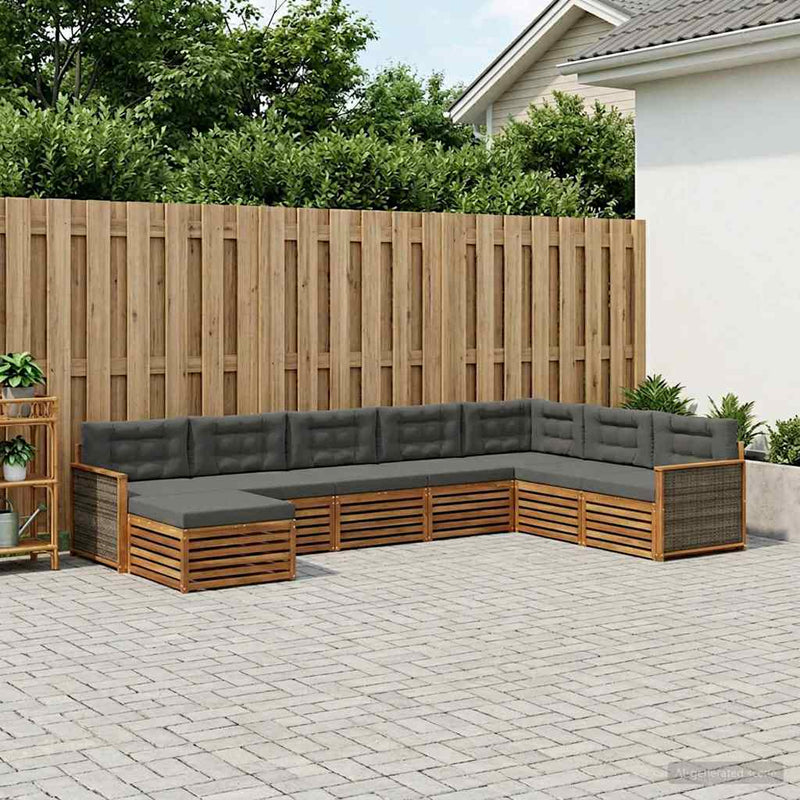 Set de canapele de exterior 8 buc. Natural și Antracit