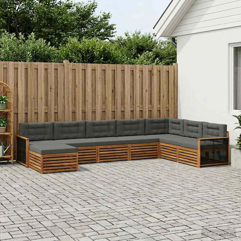 Set de canapele de exterior 8 buc. Natural și Antracit