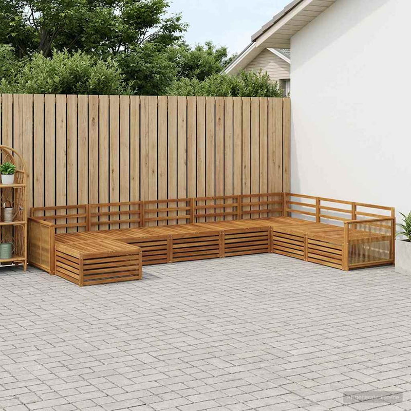 Set de canapele de exterior 8 buc. natural Lemn Solid de Acacia