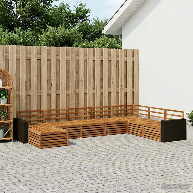 Set de canapele de exterior 8 buc. natural Lemn Solid de Acacia