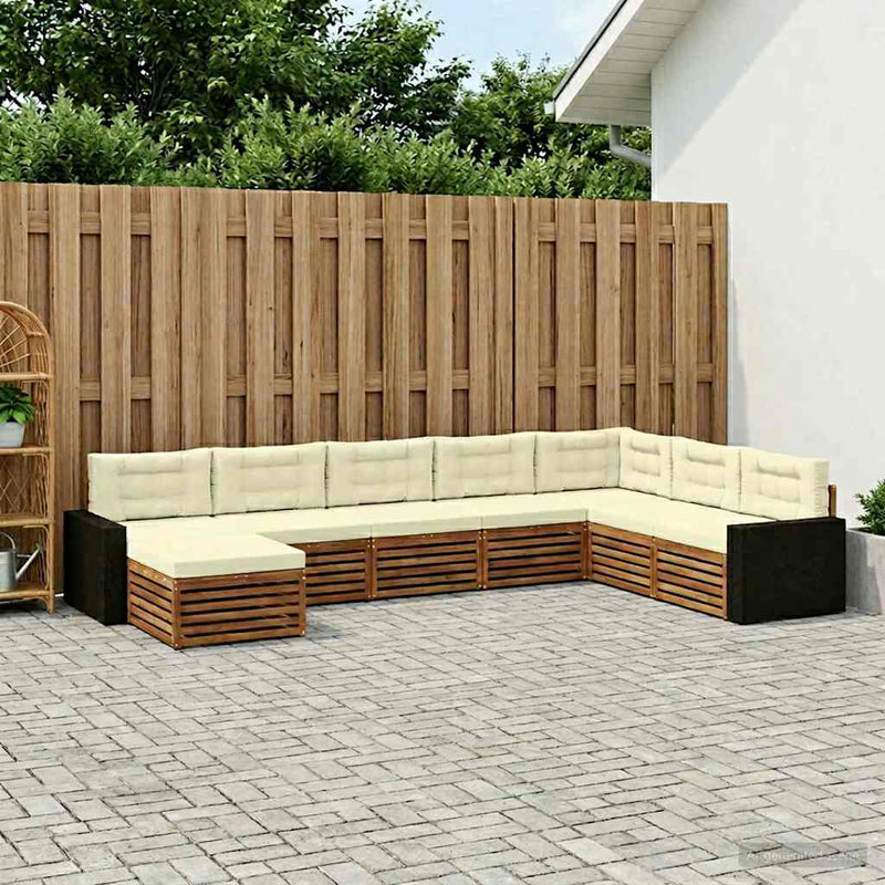 Set de canapele de exterior 8 buc. Natural și Crem