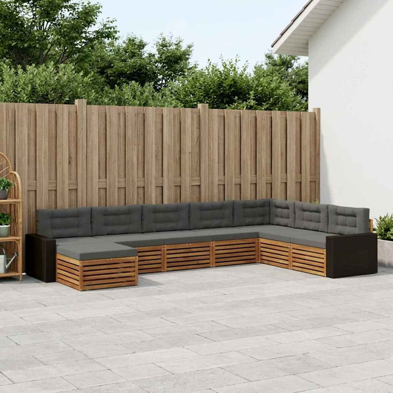 Set de canapele de exterior 8 buc. Natural și Antracit