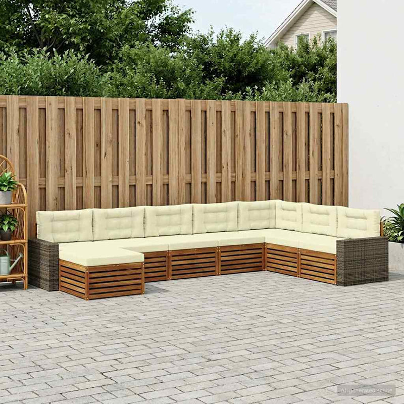 Set de canapele de exterior 8 buc. Natural și Crem