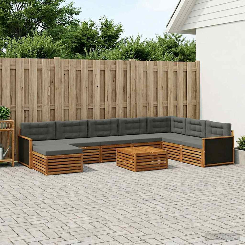 Set de canapele de exterior 9 buc. Natural și Antracit