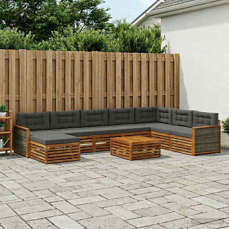 Set de canapele de exterior 9 buc. Natural și Antracit