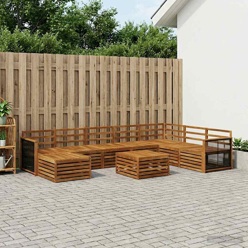 Set de canapele de exterior 9 buc. natural Lemn Solid de Acacia