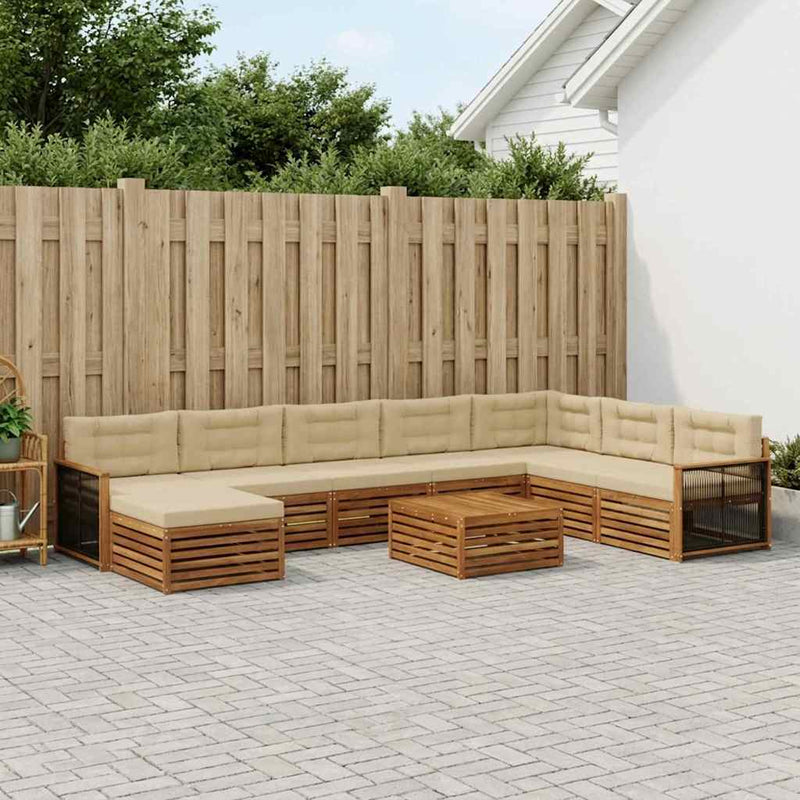 Set de canapele de exterior 9 buc. Natural și Bej