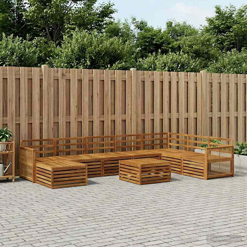 Set de canapele de exterior 9 buc. natural Lemn Solid de Acacia