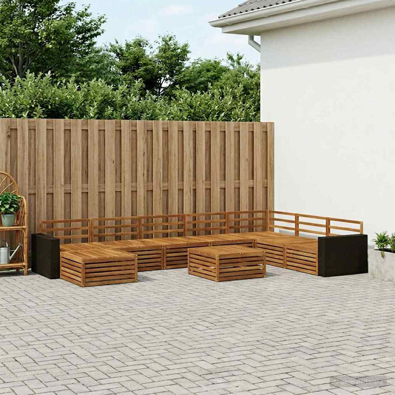 Set de canapele de exterior 9 buc. natural Lemn Solid de Acacia