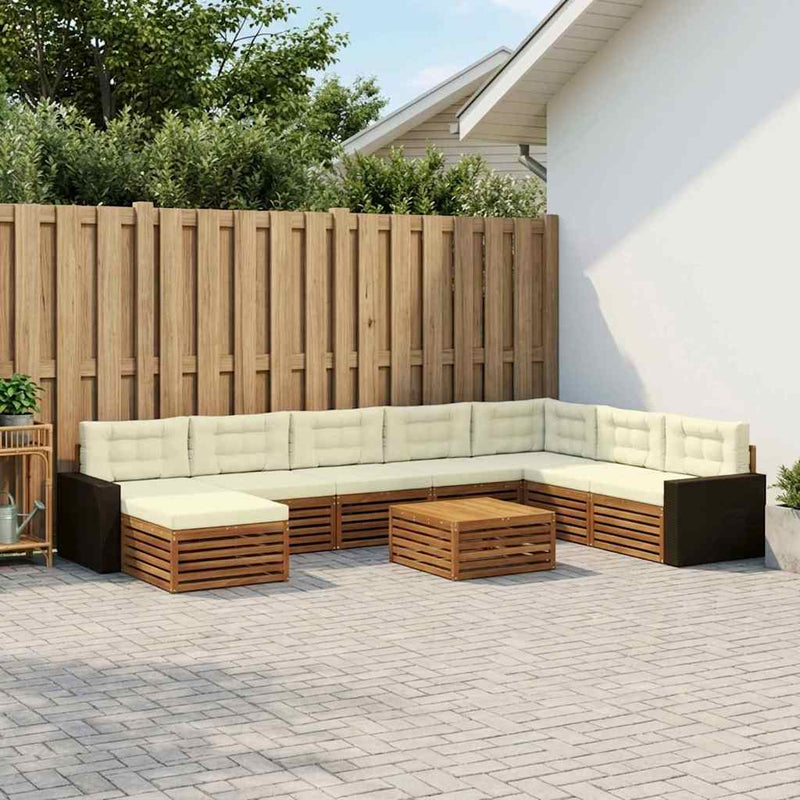 Set de canapele de exterior 9 buc. Natural și Crem