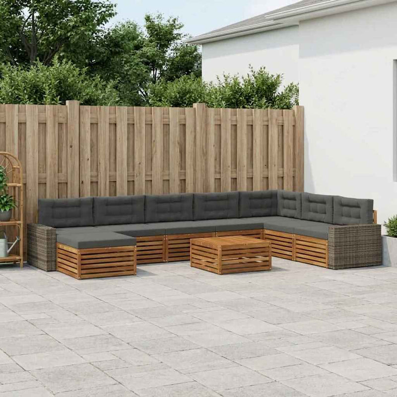 Set de canapele de exterior 9 buc. Natural și Antracit
