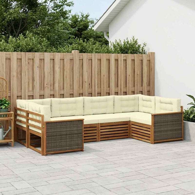 Set de canapele de exterior 6 buc. Natural și Crem