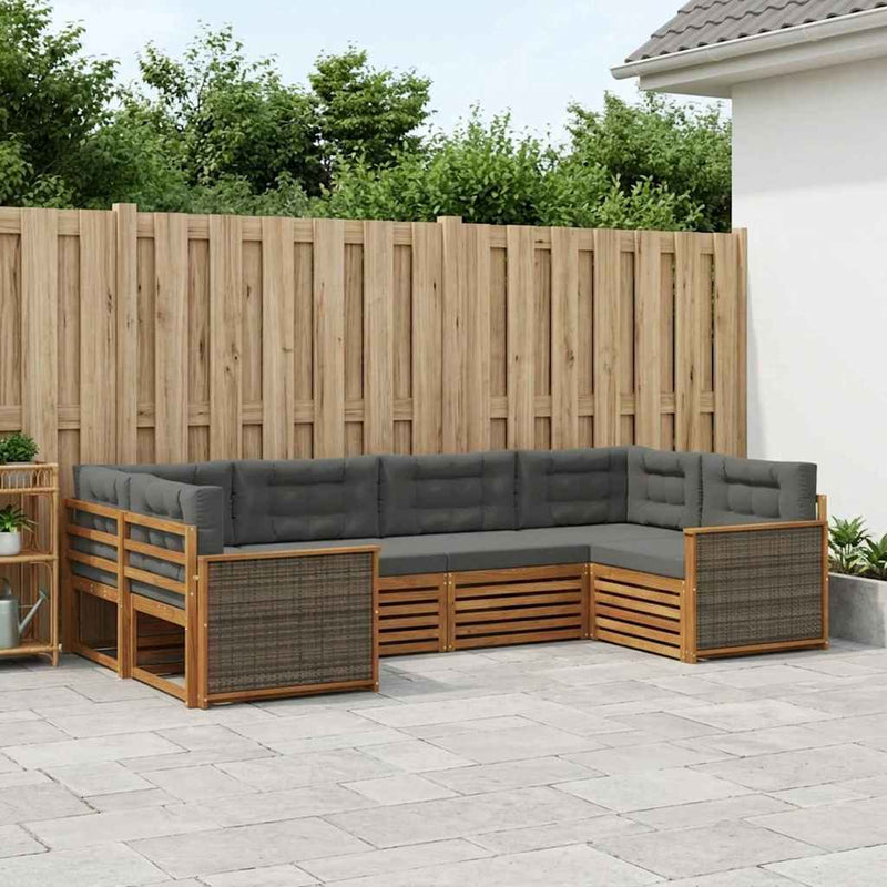 Set de canapele de exterior 6 buc. Natural și Antracit