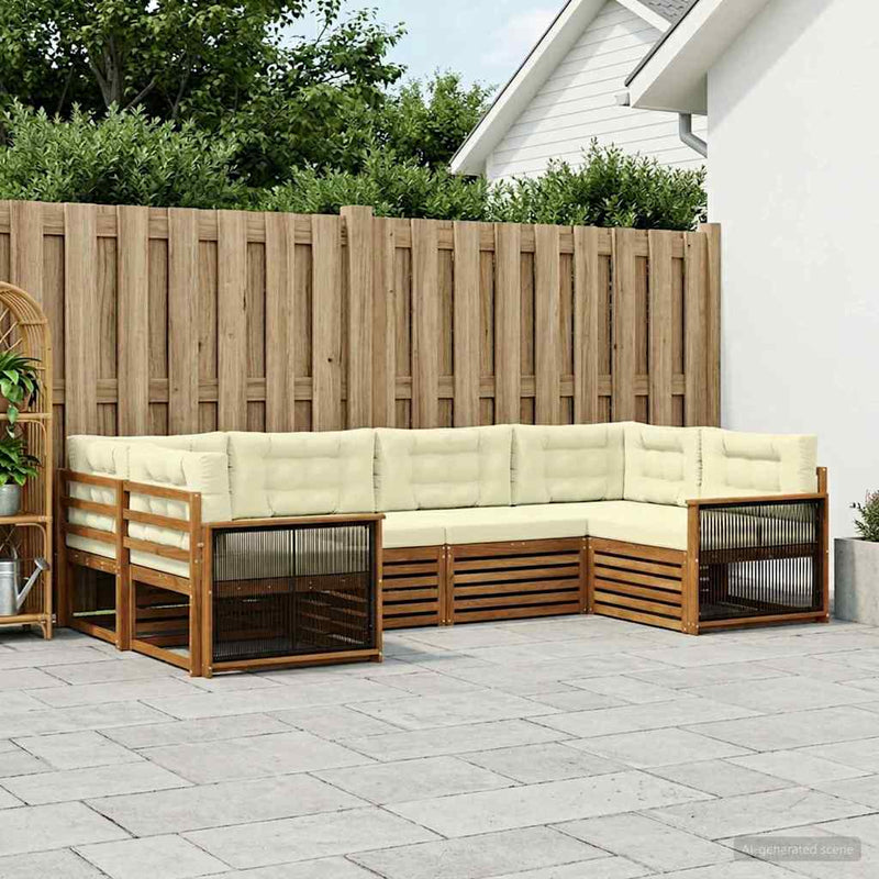 Set de canapele de exterior 6 buc. Natural și Crem