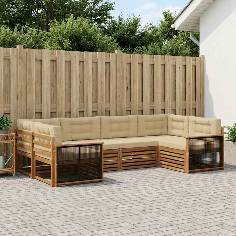 Set de canapele de exterior 6 buc. Natural și Bej