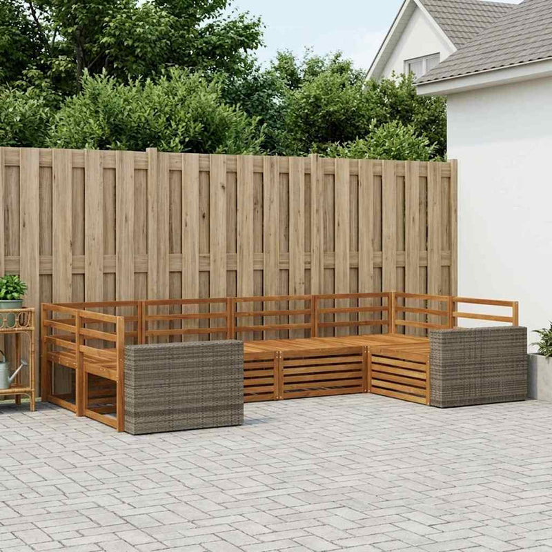 Set de canapele de exterior 6 buc. natural Lemn Solid de Acacia