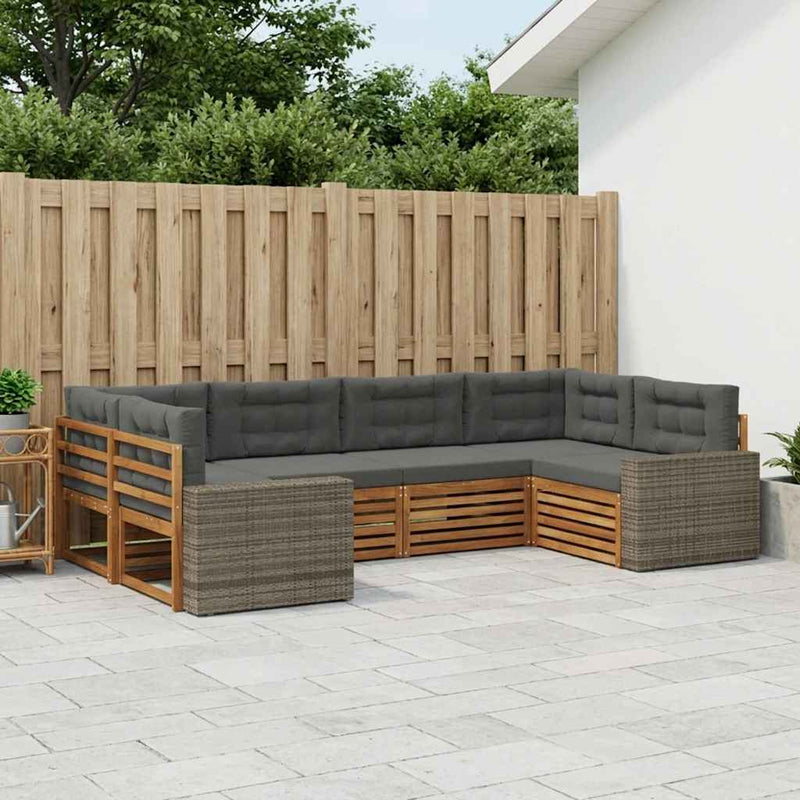 Set de canapele de exterior 6 buc. Natural și Antracit