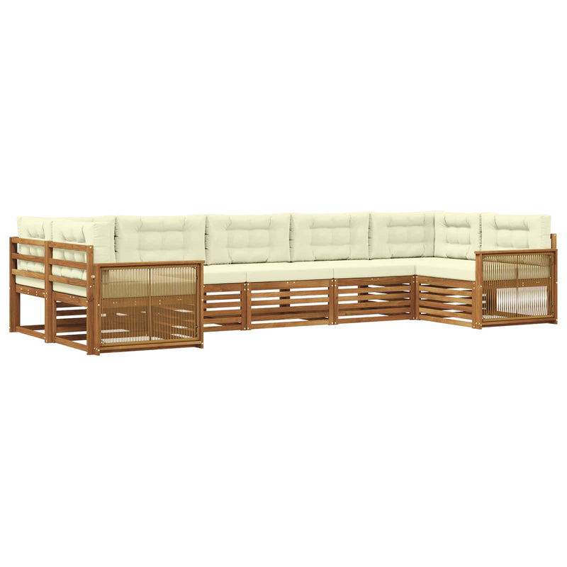 Set de canapele de exterior 7 buc. Natural și Crem