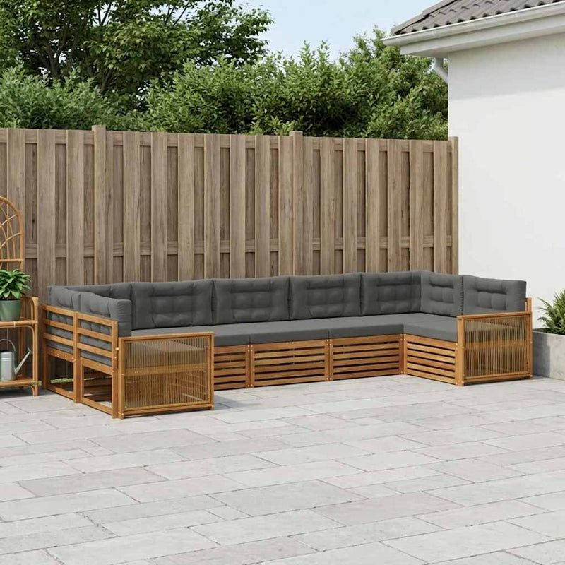 Set de canapele de exterior 7 buc. Natural și Antracit